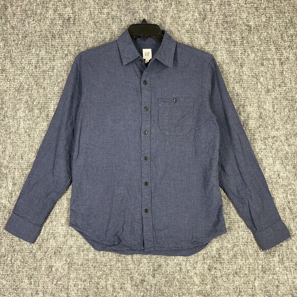 Gap Shirt Mens Small Blue Flannel Button-Front Long-Sleeve Business Casual - Picture 1 of 11